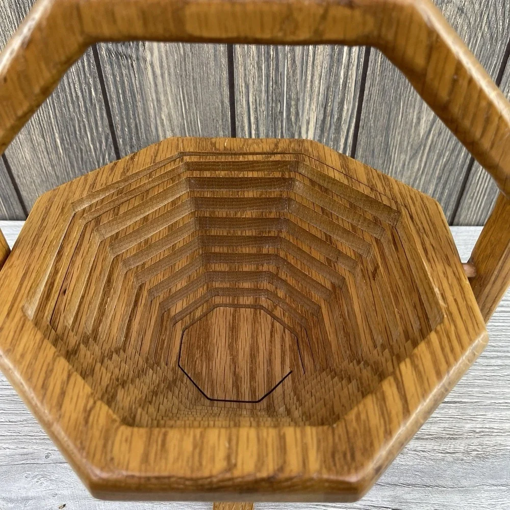 Handcrafted Wooden Collapsible Basket With Handle